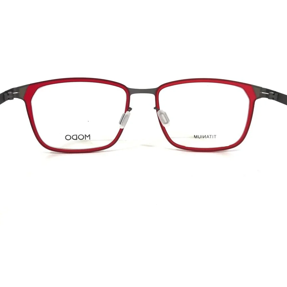 Modo Eyeglasses Frames 4101 MRED Grey Red Square Full Rim 54-19-145